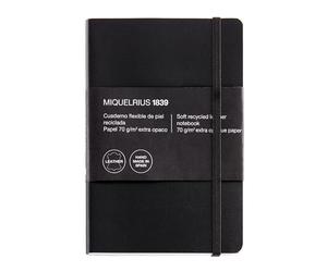 Basicos MR 10419 - Flexible Leather Notebook, 8 200 Sheets, Squared with Index with Rubber, Black.