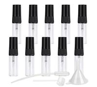 BasicPacking 10 Pcs Mini Spray Bottles, 3ml Clear Empty Fine Mist Glass Travel Atomiser Bottle Set for Perfume, Refillable Transparent Pocket Size Sprayer Liquid Containers for Travel with Funnel