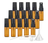 BasicPacking 50 Pcs Mini Spray Bottles, 3ml Amber Empty Fine Mist Glass Travel Atomiser Bottle Set for Perfume, Refillable Transparent Pocket Size Sprayer Liquid Containers for Travel with Funnel