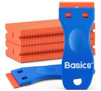 Basics 2PCS Plastic Scraper Set with 100 Non-Scratch Blades - Multi-Purpose Plastic Scraper Tool for Oven, Glass Hob, Car, Paint, Cabinets & More - Safe Silicone Scraper, Sticker & Caulk Remover