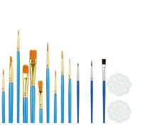 Basics Artist's Brush Set, 13 Pieces, Various Sizes, with 2 Mixing Palettes, for Artists, Adults and Children
