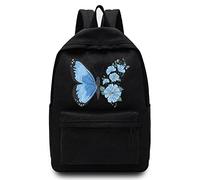 Basics Backpack/Daypack with Padded Shoulder Straps, Side Pockets Hiking Daypack Walking Rucksack Foldable Camping for Water Bottle and Laptop Sleeve, (Blue Butterfly)