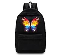 Basics Backpack/Daypack with Padded Shoulder Straps, Side Pockets Hiking Daypack Walking Rucksack Foldable Camping for Water Bottle and Laptop Sleeve, (Colourful Butterfly)