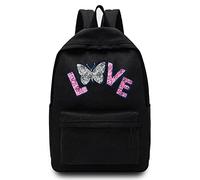 Basics Backpack/Daypack with Padded Shoulder Straps, Side Pockets Hiking Daypack Walking Rucksack Foldable Camping for Water Bottle and Laptop Sleeve, (Butterfly Love)
