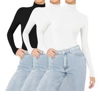 Basics Clothing Women, Soft Slim Fit Ladies Plain Tops Thermal Base Layer Shirt, Solid Colour Womens Long Sleeve T Shirts for Autumn and Winter