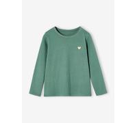 Basics Long Sleeve Top for Girls, Glittery Heart emerald green