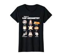 Basics of Cat Geometry Funny Math Teacher Cat Lover Value Graphic T-Shirt, Women, Black, S