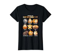 Basics of Cat Geometry Shapes Circle Triangle Square Cat Pet Value Graphic T-Shirt, Women, Black, XL