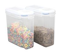 Basicwise Large BPA-Free Plastic Food Cereal Containers, Airtight Spout Lid Set of 2