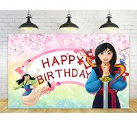 Basifoto Pink Backdrop for Princess Birthday Party Decorations Mulan Background for Baby Shower Party Cake Table Decorations Supplies Mulan Theme Banner 5x3ft
