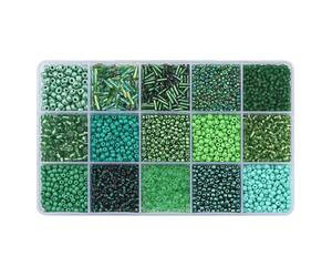 Basigeese 141376pcs Green 3mm Round Glass Bead Kit for Jewelry Making