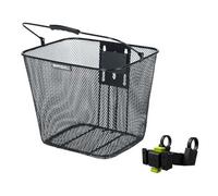 Basil Bilbao Bicycle Basket - Front Wheel - Includes KF System - Robust Handlebar Basket - Weatherproof - Black