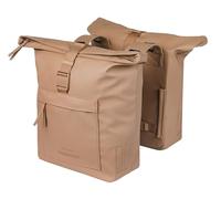 Basil Brooklyn Double Bicycle Pannier Rack - Waterproof 41L - Waterproof - Reflective - Made of Recycled Material - Sand