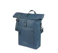 Basil Brooklyn Single Bicycle Pannier Rack - Waterproof 17L - with Laptop Compartment - Reflective - Made of Recycled Material - MIK Hooks - 32 x 14 x 40 cm - Blue