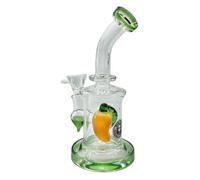 Basil Bush Fruity Mini Glass Bong 17cm - Hand Blown Artisan Percolator with RANDOM COLOUR ACCENTS - Premium Glass Piping (Mango)