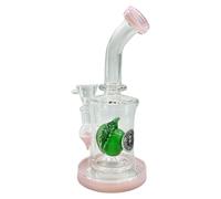 Basil Bush Fruity Mini Glass Bong 17cm - Hand Blown Artisan Percolator with RANDOM COLOUR ACCENTS - Premium Glass Piping (Apple)