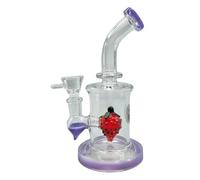Basil Bush Fruity Mini Glass Bong 17cm - Hand Blown Artisan Percolator with RANDOM COLOUR ACCENTS - Premium Glass Piping (Strawberry)