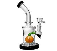 Basil Bush Fruity Mini Glass Bong 17cm - Hand Blown Artisan Percolator with RANDOM COLOUR ACCENTS - Premium Glass Piping (Pumpkin)