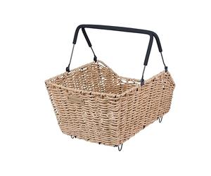 Basil Cento Bicycle Basket - Rear Wheel - Multi System - Rattan Look - Weatherproof - 22 Litres - Tan