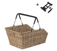Basil Cento Rattan Look MIK Bicycle Basket - Rear, 22 L, Natural Brown, Weatherproof, Includes Lockable MIK System