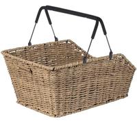 Basil Cento Rattan Look MIK Rear Bicycle Basket - 22L - Weatherproof, Lockable MIK System, Stable for Pannier Rack