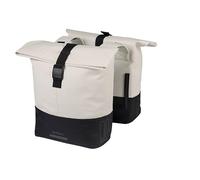 Basil Cove Double Bicycle Pannier Rack - Waterproof 28-32L - Reflective - Sustainable Made from Recycled Material - MIK Compatible - 29 x 14.5 x 36 cm - White/Black