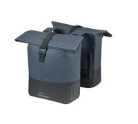 Basil Cove Double Bicycle Pannier Rack - Waterproof 28-32L - Reflective - Sustainable Made from Recycled Material - MIK Compatible - 29 x 14.5 x 36 cm - Blue/Black