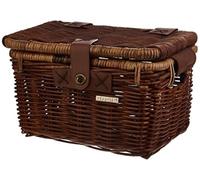 Basil Denton Bicycle Basket - S - Rattan - Transport Basket - 35 x 24 x 22 cm - Lid with Closure - Natural Brown