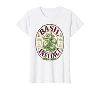 Basil Instinct Vintage Herb Cook Gardener Design Value Graphic T-Shirt, Women, White, S