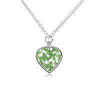 Basil Leaves Cute Heart Pet Ashes Necklace for Dog Cat Keepsake Pendant Cremation Jewellery