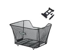 Basil Lesto MIK Bicycle Basket Black - Lockable MIK System with Adapter Plate, Weatherproof & Robust, Ideal for Shopping and Daily Use