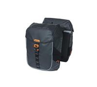 Basil Miles Tarpaulin Double Bag MIK - 34L, Black/Orange, Waterproof, Includes Lockable MIK System, Perfect for Cycling