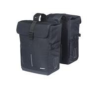 Basil Move Double Pannier Bag, 30 L, Black, Water-Repellent, Made from Recycled Polyester, Compatible with MIK and Racktime