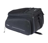Basil Move MIK Pannier Rack Bag, 10-26L, Black, Water-Repellent, Sustainable Made from Recycled Polyester, Includes Lockable MIK Adapter Plate