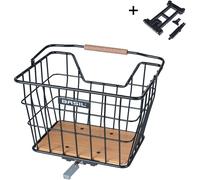 Basil Nordland Bicycle Basket - Rear Wheel - MIK System - Lockable - Weatherproof and Robust - 23 Litres - Black/Natural Brown