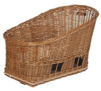 Basil Pasja MIK L Dog Bicycle Basket, 38 L, Rear, Made of Hand-Woven Willow, Includes Lockable MIK Adapter Plate, Removable, with Washable Cushion, Ideal for Cycling Tours with Your Dog