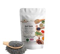Basil Seeds (Tulsi, Tukmaria, Sabja, Subja, Subza, Sabza, Tukhmalanga) by Spices&herbsuk - Tukmaria Seeds High in Calcium, Magnesium & Iron - Perfect for Milkshake, Falooda, Faluda & Sherbet - 100g