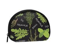 (Basil Thyme Dill & Rosemary) Mini Coin Purse Zipper Pouch Small Coin Wallet for Keys Lipstick Cosmetics