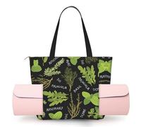 Basil Thyme Dill & Rosemary Print Ladies Handbag Multi Purpose Casual Bag Durable Camping Bag Hiking Bag for Workout Beach Travel