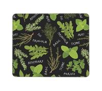 Basil Thyme Dill & Rosemary Print Mouse Pad with Stitched Edge Office Supplies & Gaming Computer Desk Accessories Non-Slip Rubber Mouse Pad for Computers, Laptop, Office