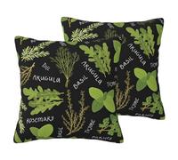 Basil Thyme Dill & Rosemary Print Pack Of 2 Fall Couch Throw Pillow Covers, Decorative Cushion Pillow Covers,For Living Room