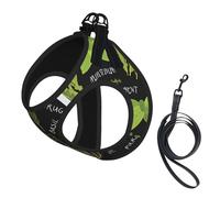 Basil Thyme Dill & Rosemary Print Small Dog Harness And Leash Set, Adjustable Soft Vest With 360° Reflective Straps For Cats Puppy