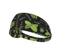 Basil Thyme Dill & Rosemary Printed elastic sports headband stretchy sports headband suitable for sports travel and indoor fitness