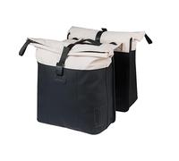 Basil Vive Single Bicycle Pannier Rack - Waterproof 15-20L - with Laptop Compartment - Reflective - Made of Recycled Material - MIK Hooks - 29 x 11 x 34 cm - White/Black