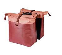 Basil Vive Single Bicycle Pannier Rack - Waterproof 15-20L - with Laptop Compartment - Reflective - Made of Recycled Material - MIK Hooks - 29 x 11 x 34 cm - Red/Black