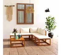 basile solid wood 6 piece garden lounge set with cream cushions
