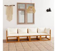 basile solid wood garden 4 seater sofa with cream cushions