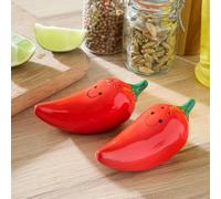 Basilico Salt & Pepper Shakers Chilli Pepper Set of 2 - Fun Design - Spice Shaker 2-Piece Ideal for the Kitchen Table - Original Design Makes an Eye-catching