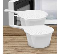 Basilico® Set of 2 Microwave Containers - Defrost & Heat Food - Lid with Integrated Strainer for Straining - Set of 2 Microwave Pots White