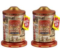 Basilur, London Music Tin, Music Concert Collection, Pure Ceylon Black Tea with amaranth, cornflower, bergamot and chocolate, Metal Caddy, 20 Pyramid Gift of Tea Bags, Pack of 2